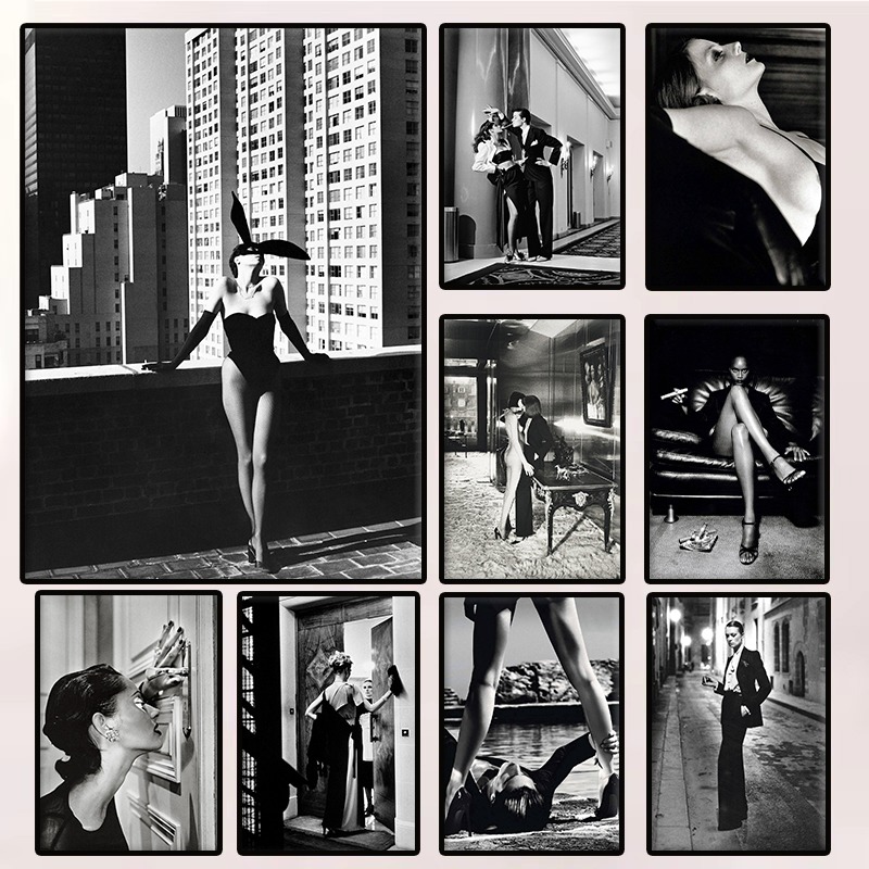 Model Kit Nuke Matrix - Zwart-wit mode sexy gebluste vrouw poster