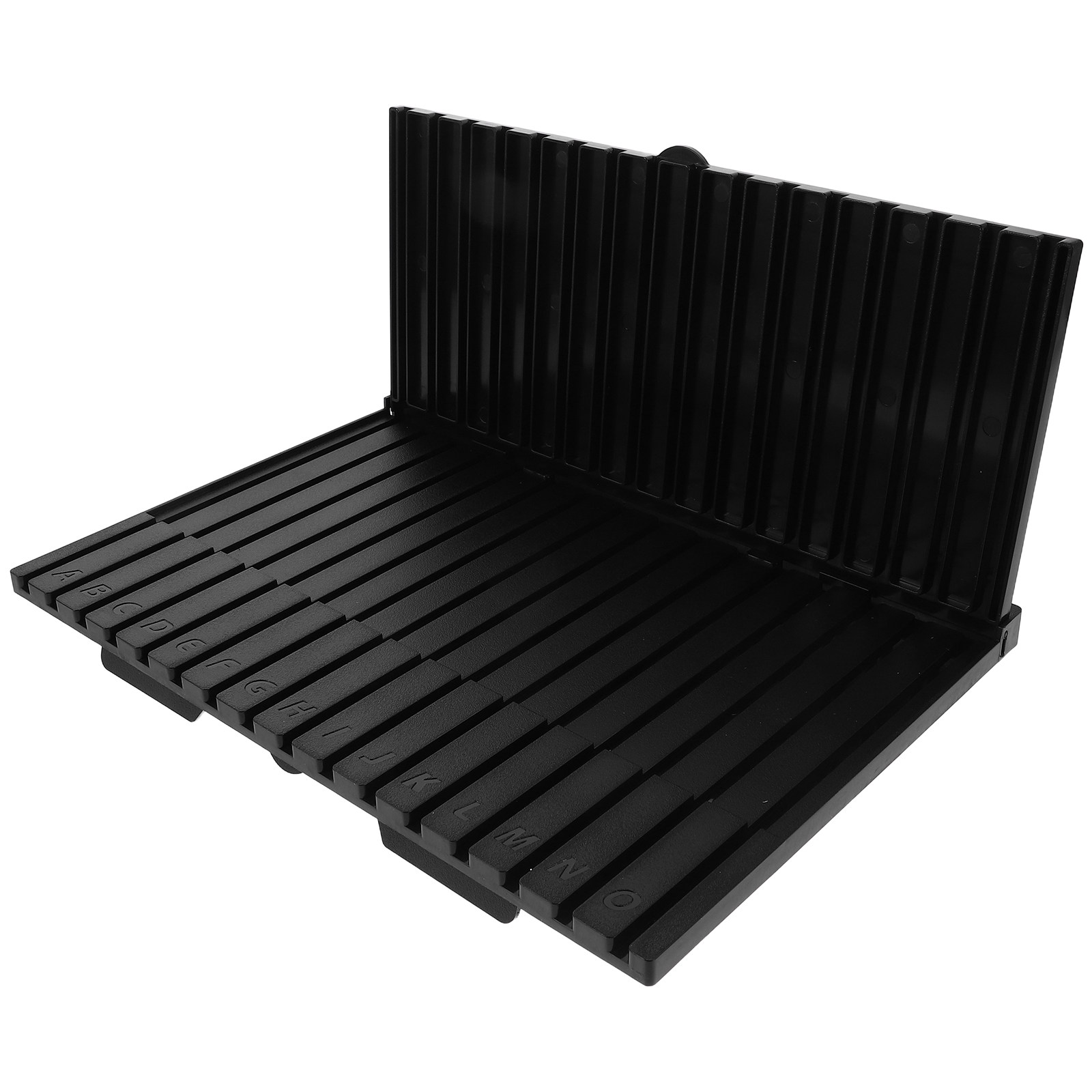 Model Kit Display Case - Zwarte stukken plankorganizer met lettergroepen, bureau-opbergstandaard