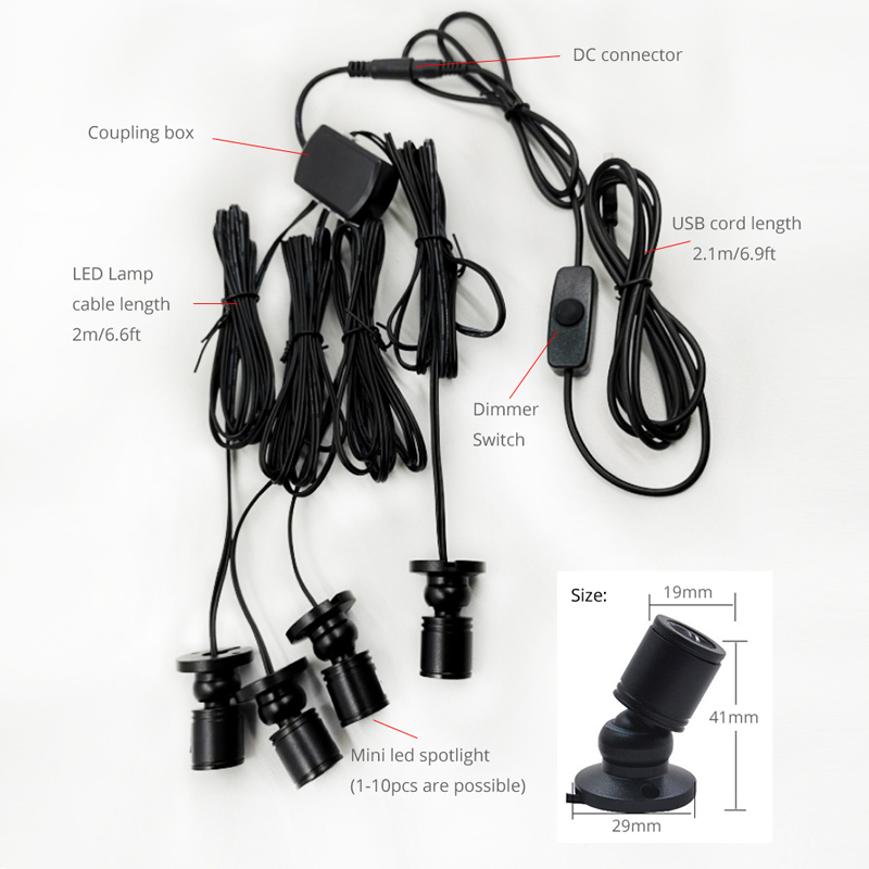 Een set van 4 LED spots, dimba - Model Kit Display Case recensie en prijs