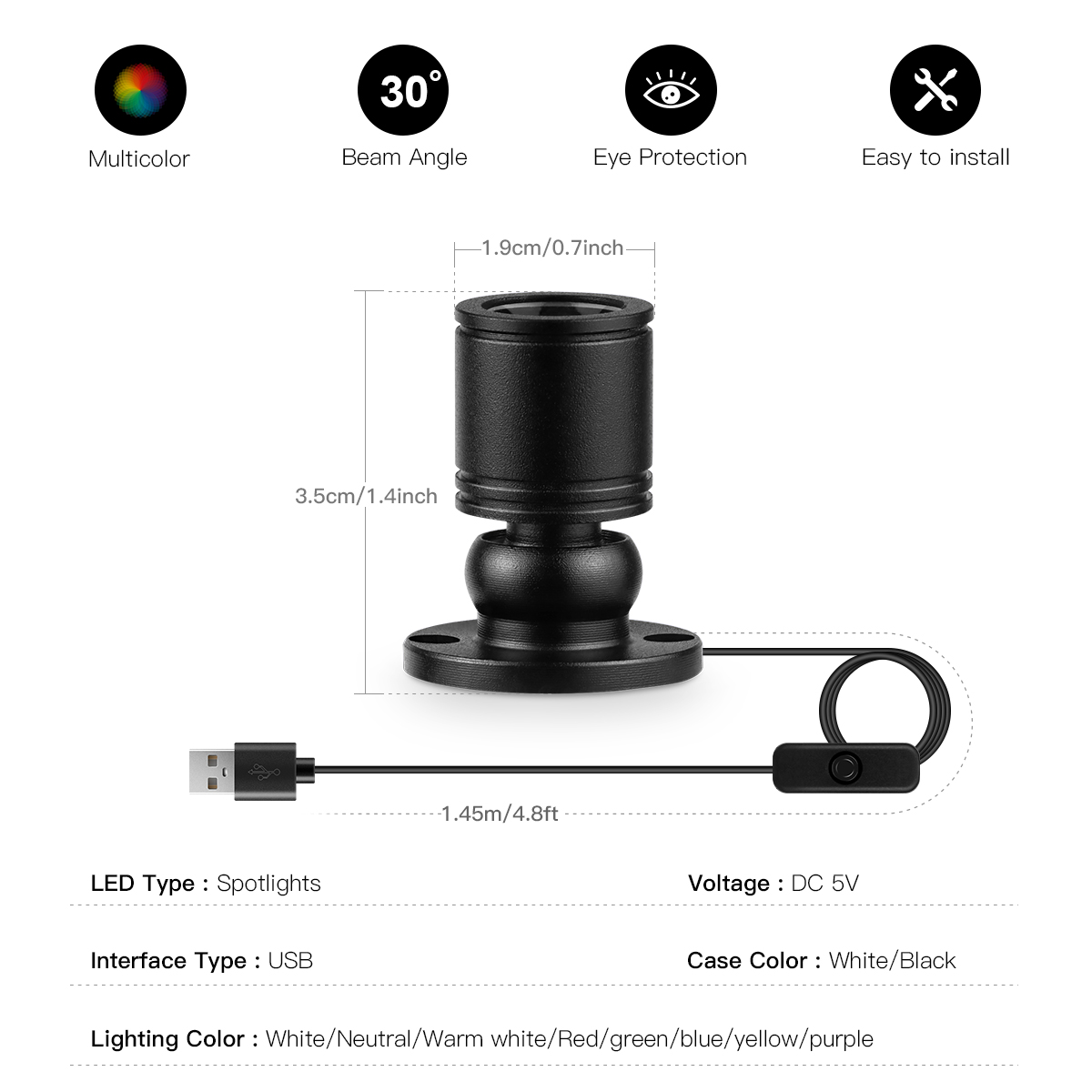 8 Kleuren Mini Spot Light 1W D - Model Kit Display Case recensie en prijs